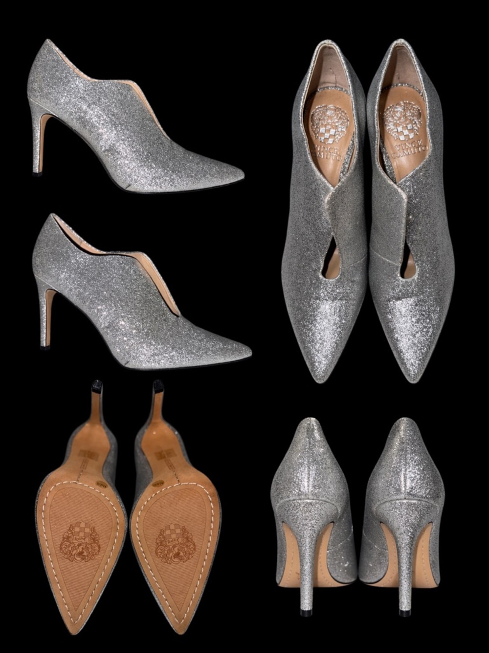 Vince Camuto Silver Pointed-Toe Booties - size 8.5M **NEW-NEVER WORN** ~No Box~